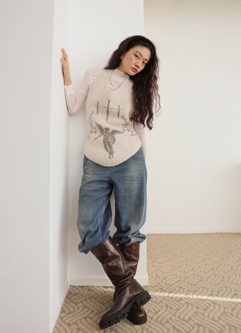 Angel Knitted Vest Oatmeal