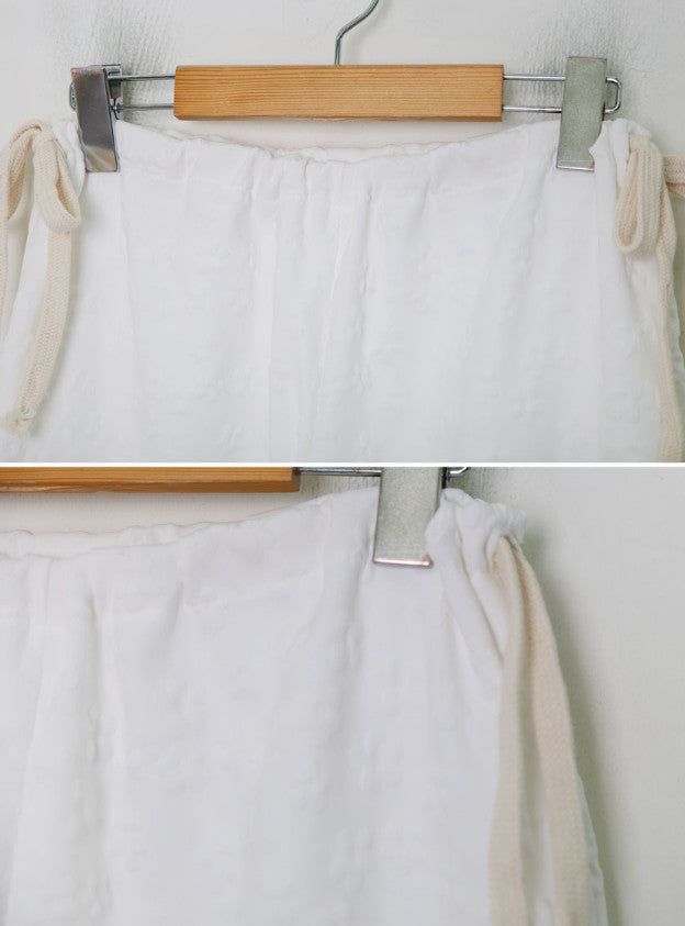 Flower Emboss String Wide Jogger Pants (4color)