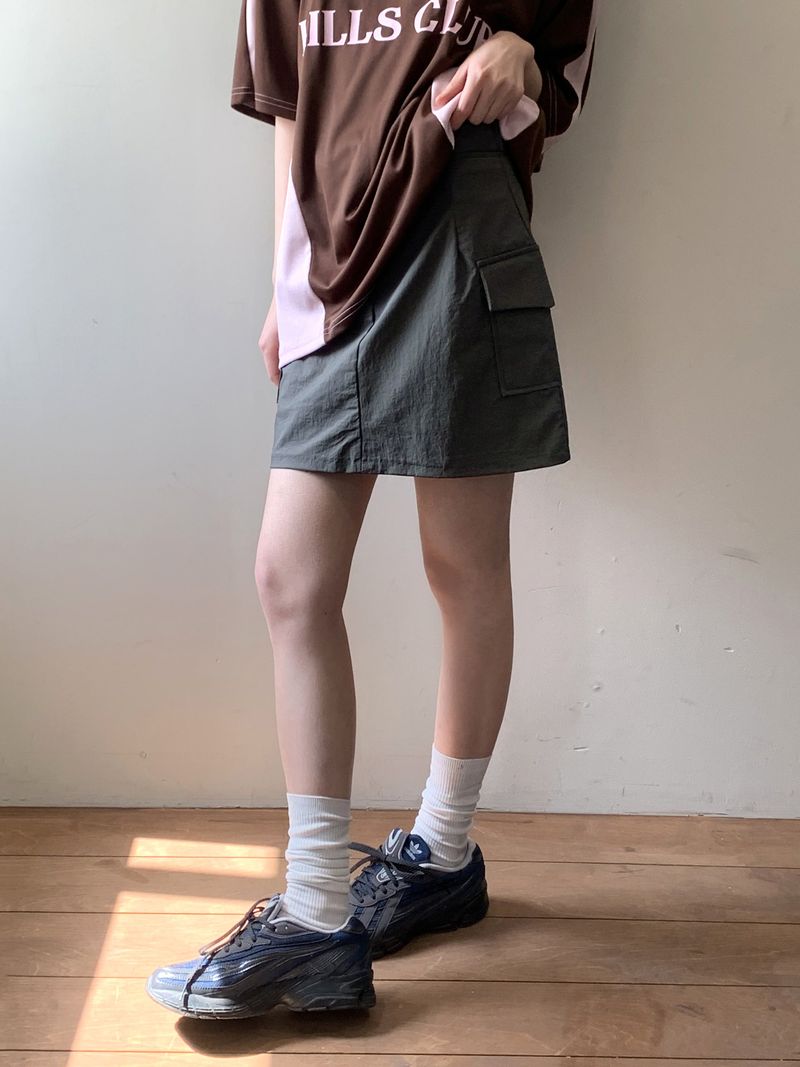Naing Bijo Pocket Cargo Nylon Mini Skirt