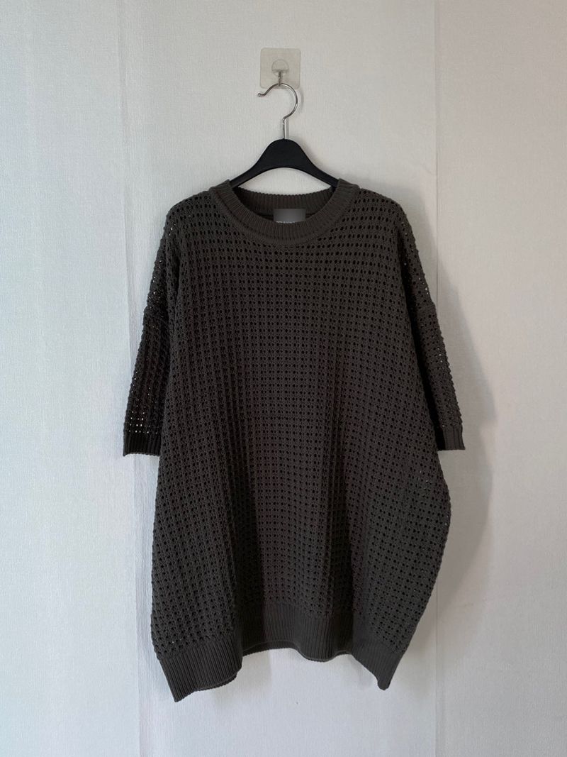 Mesh Round Short Sleeve Knit 3C