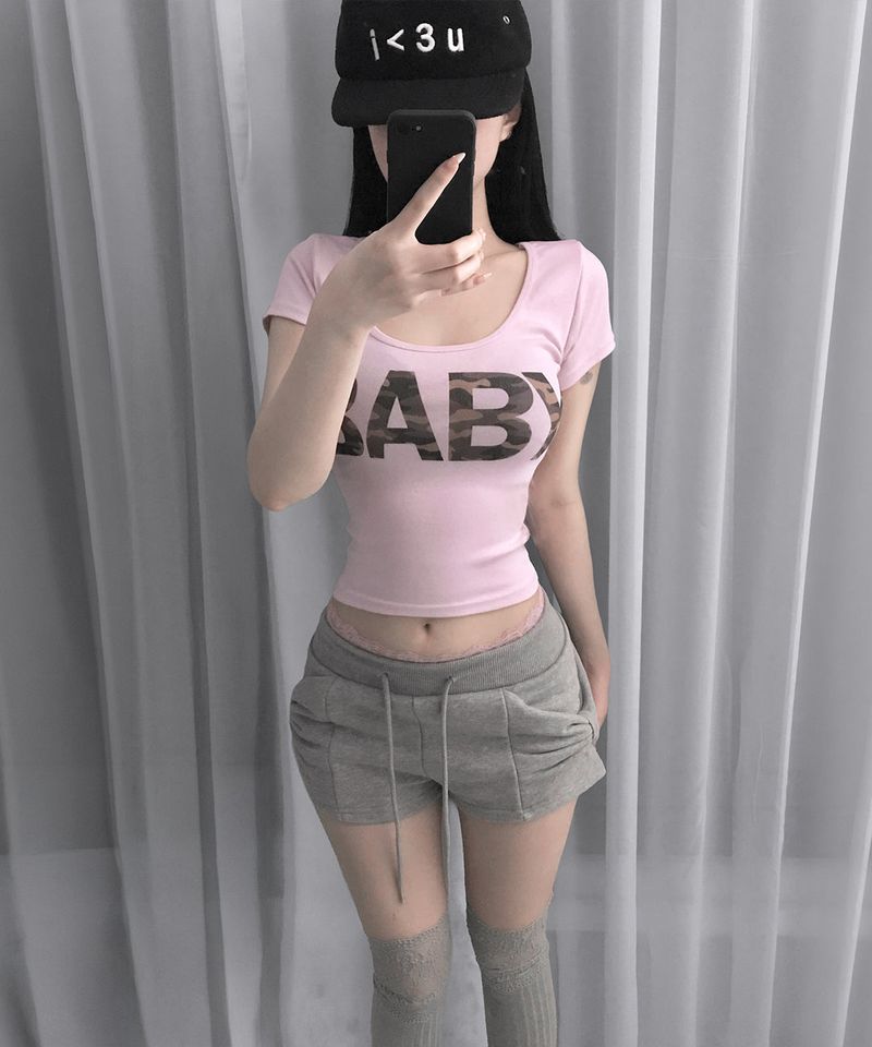 minty camo baby tee (5colors)
