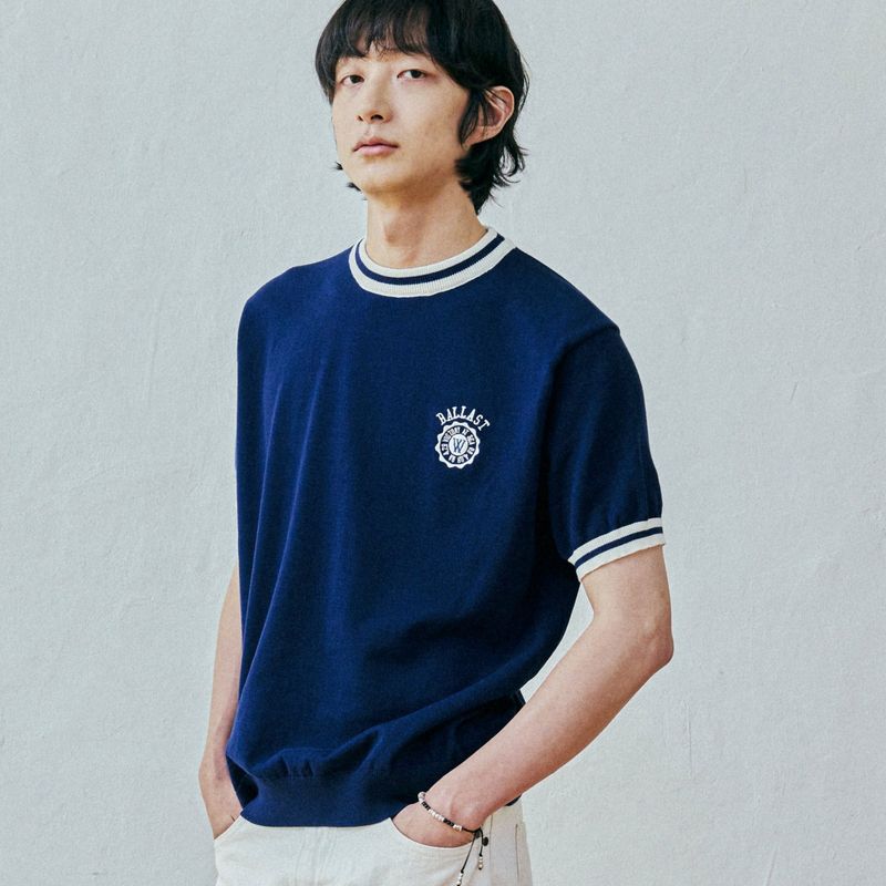 ballast athletic ringer knit sweat navy