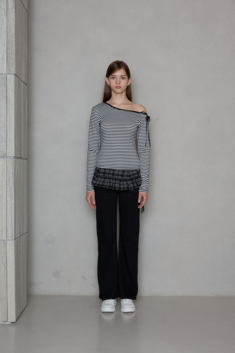 RIBBON ONE SHOULDER T-SHIRT
