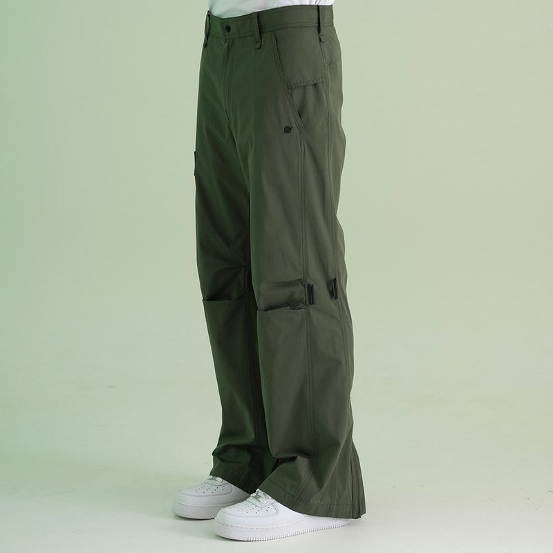 Poly Cotton RIB Buckle Pants - KHAKI