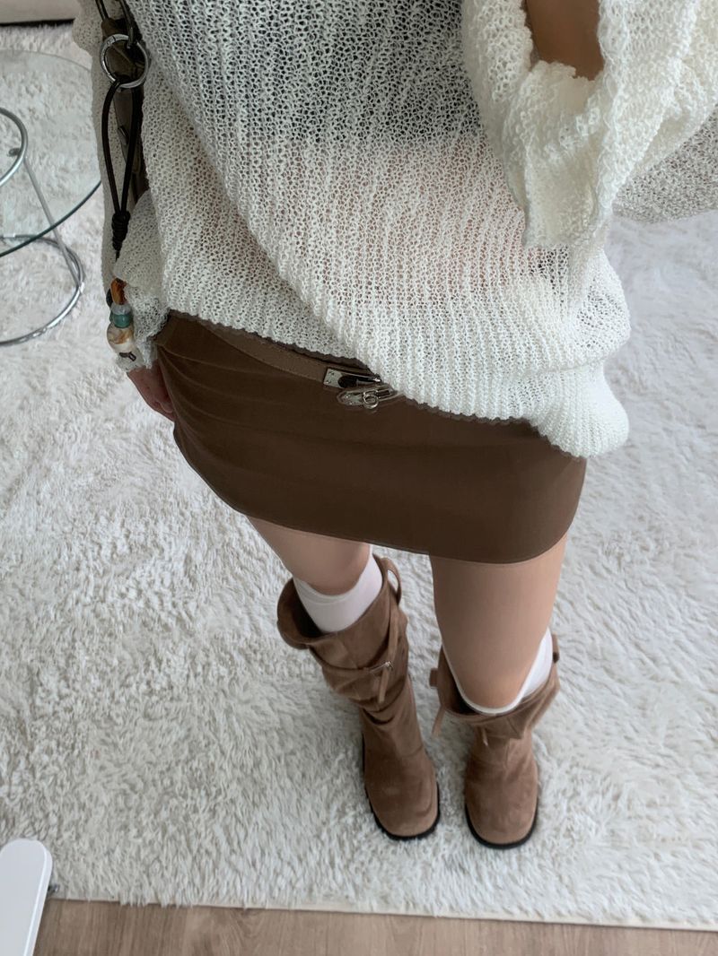 Rustle Buckle Strap Soft Slouch Suede Long Boots