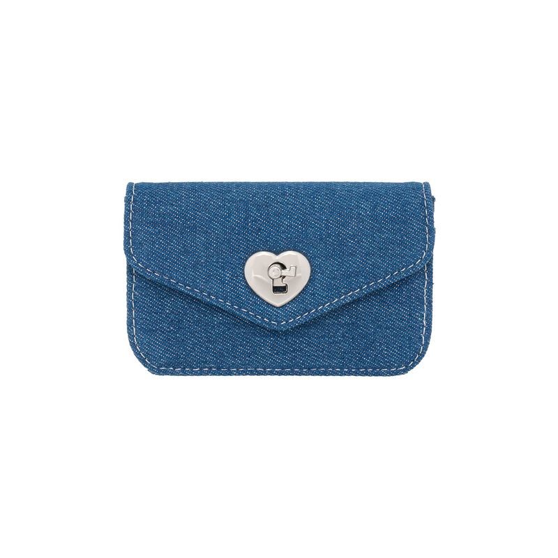 Heart Lock Compact Card Wallet denim