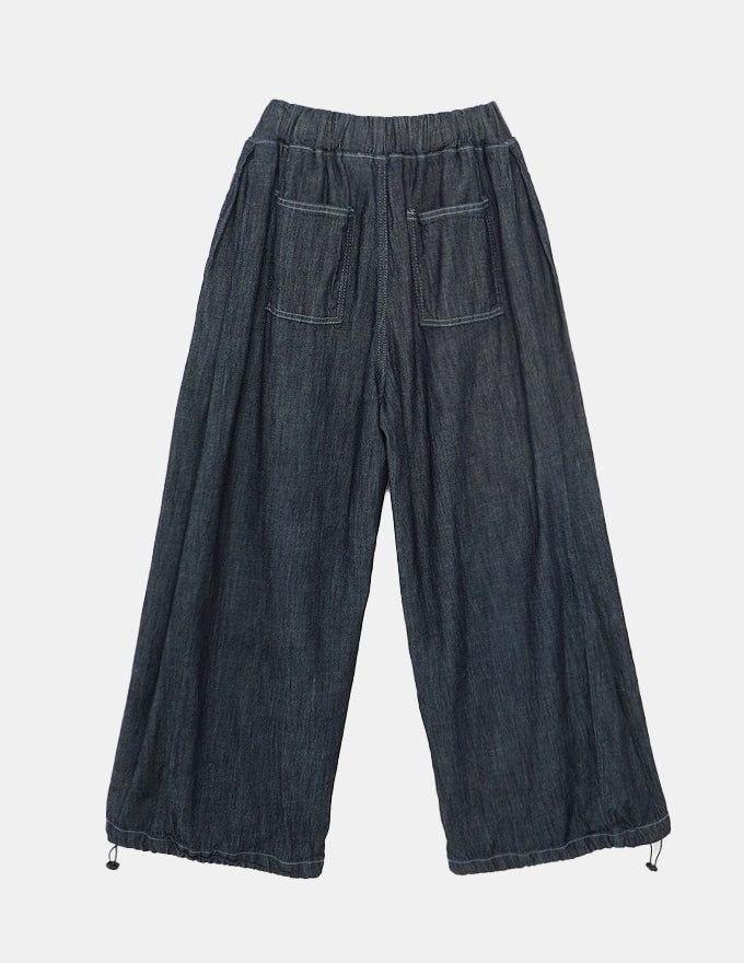 Natural Pintuck Balloon String Denim Pants