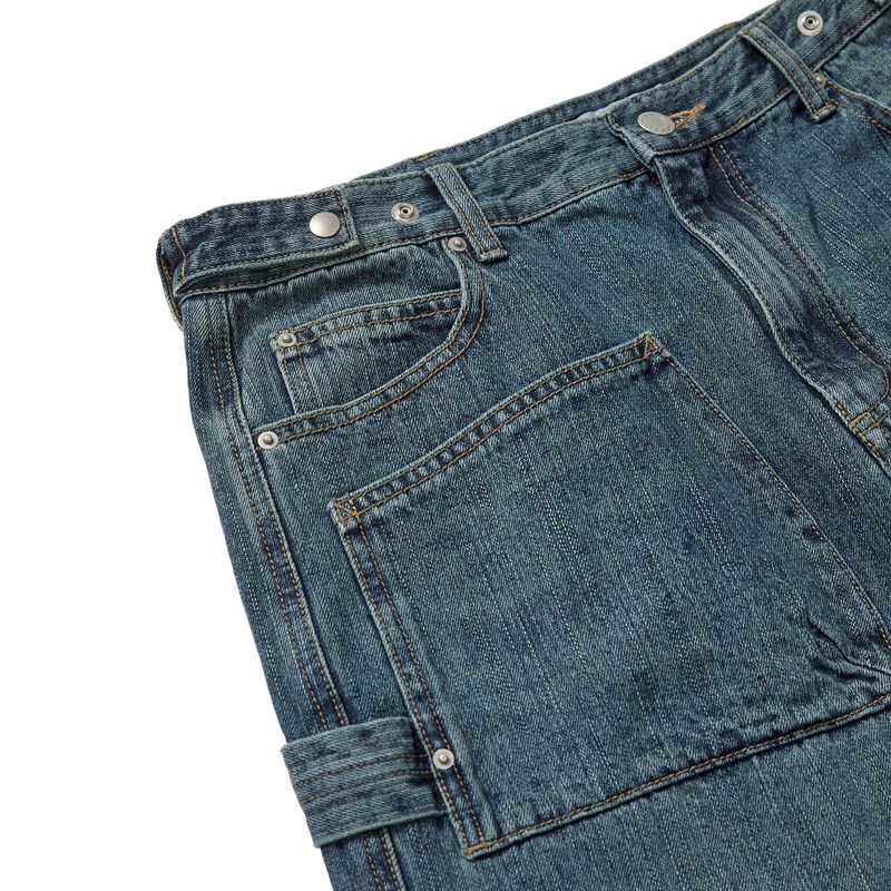 Sack denim pants / Moss blue