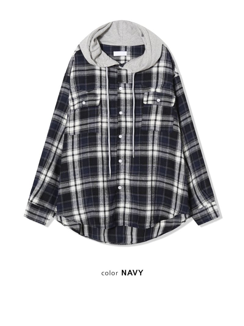 LMN Er Western Checkered Hooded Shirt (3 colors)