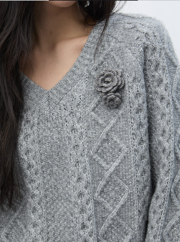 GENERAL IDEA（ジェネラルアイディア）の「handmade knit flower brooch set - grey （Accessories）」