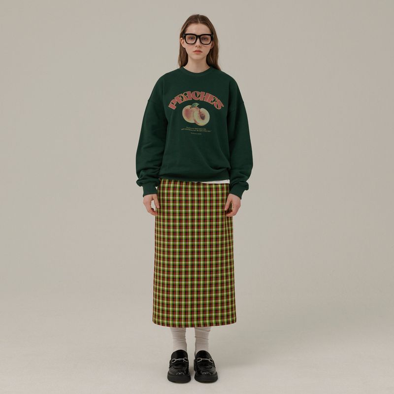 PEACHES DRAWING SWEATSHIRT_DEEP GREEN
