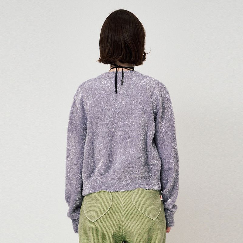 METAL KNIT CARDIGAN, VIOLET