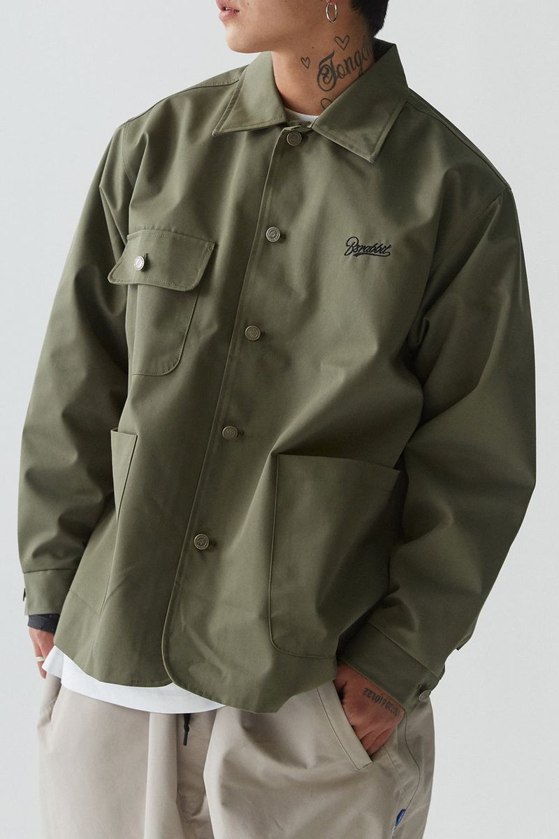 BSR2223FWJK065 LOGO COLLAR COTTON BASIC JACKET KHAKI
