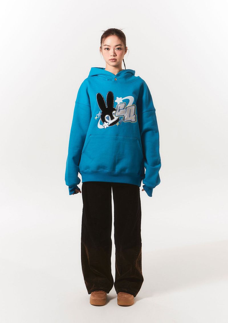 fur bunny planet hoody - blue