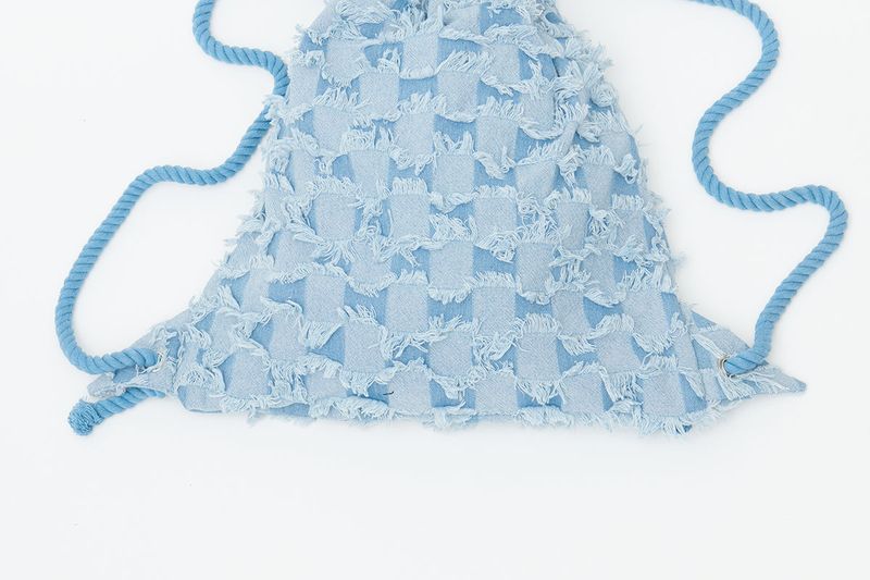 Checkerboard Denim Vagabond Bag Light Blue