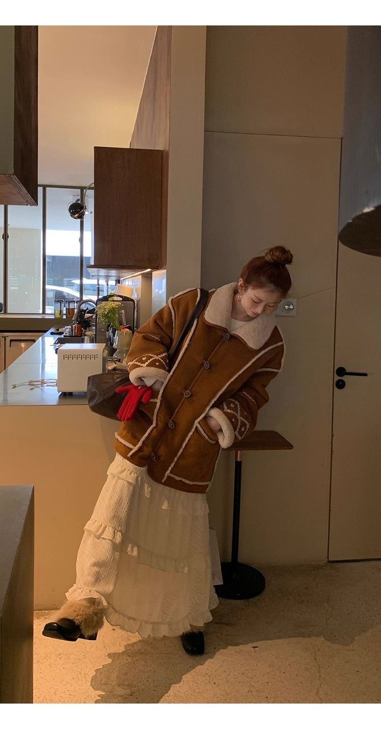 Camel suede oversized fit coat