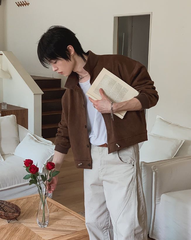 Kanji High-Neck Crop Cardigan