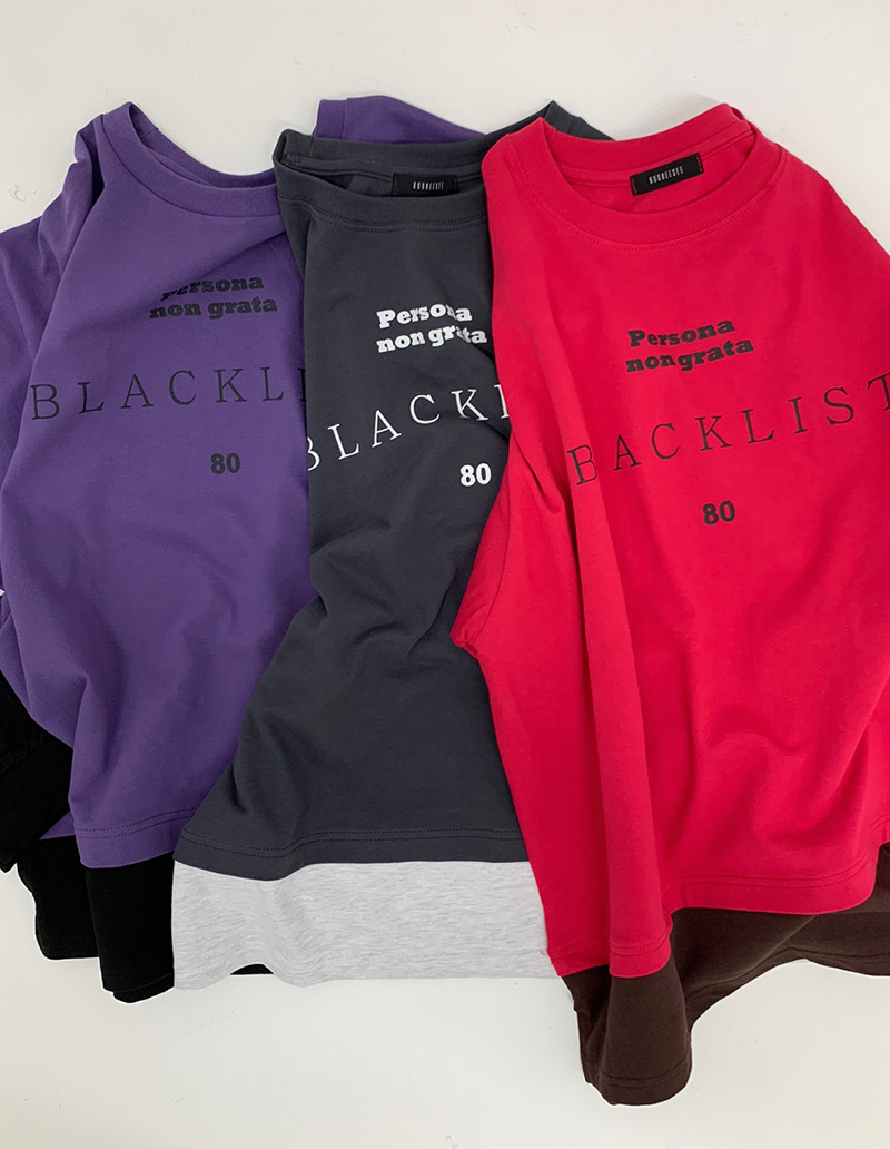 Blacklist lettering Layered tee (Red/Brown)