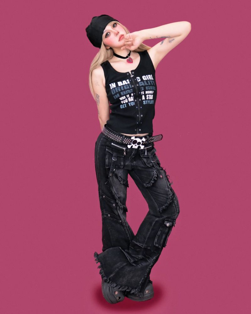young punk denim pants