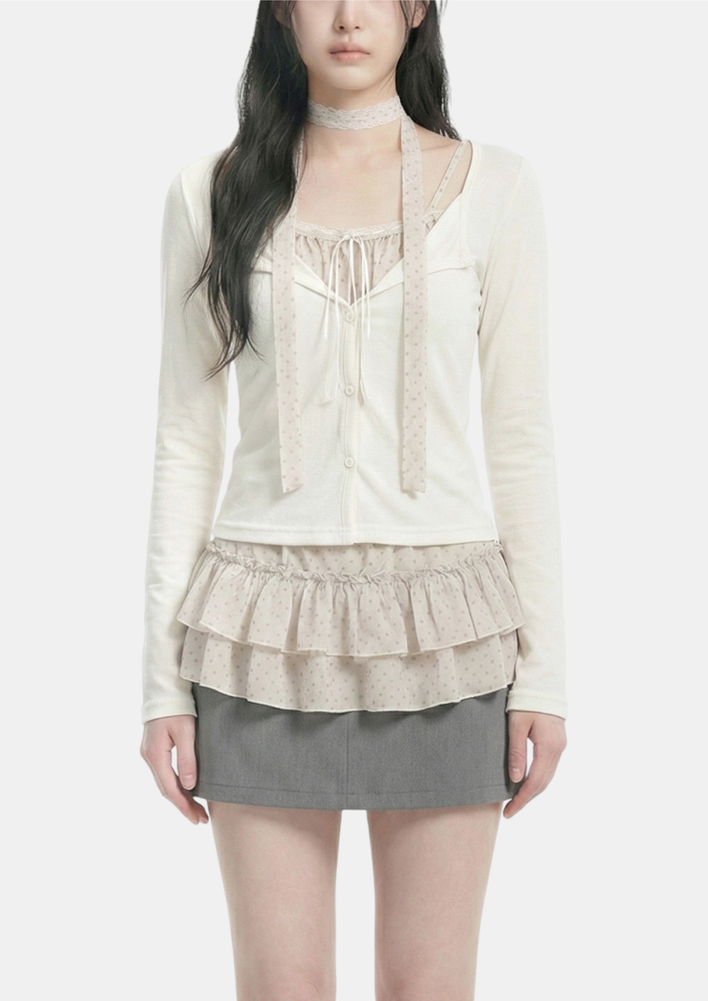 Sophie Dot Layered Cardigan Set