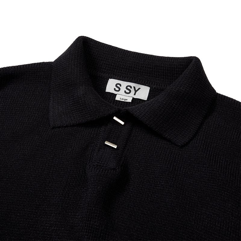 stick button loose fit knit black