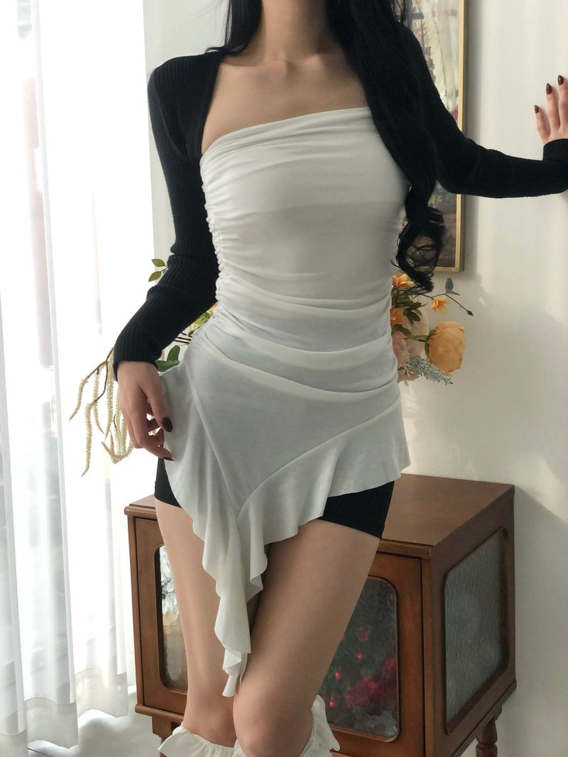 Frill Unbal Mini-dress