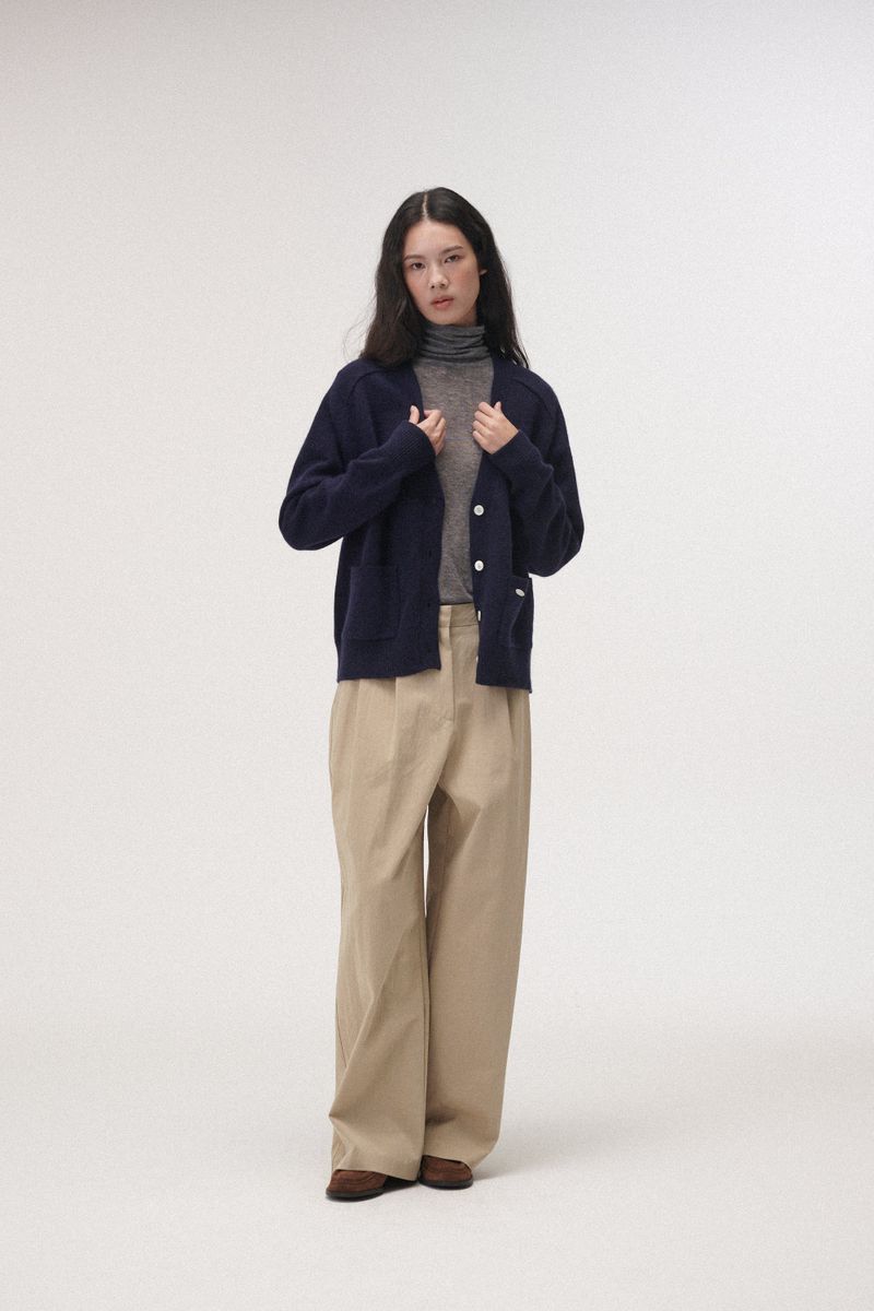 Loose cardigan (Navy)
