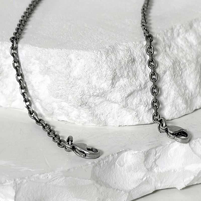 ss-Original mask chain necklace_dark silver