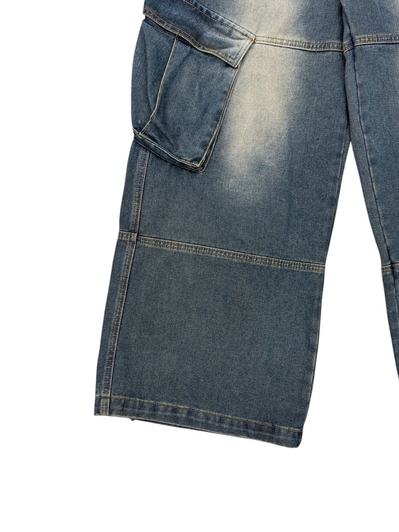 Rough Denim String Cargo Pants