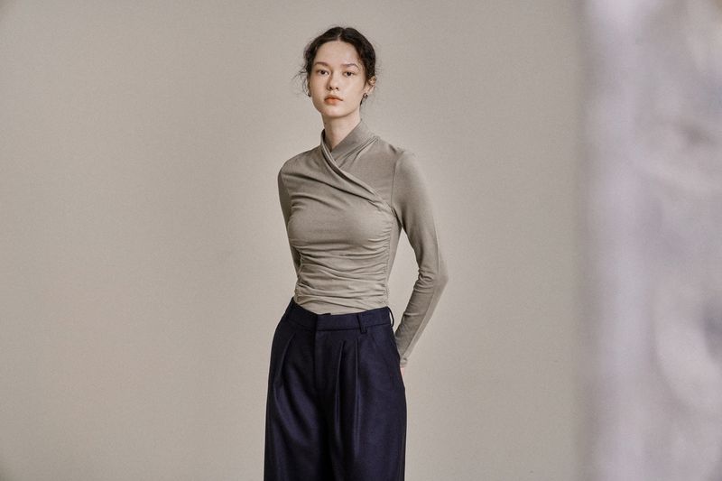 DRAPE JERSEY TOP_KHAKI