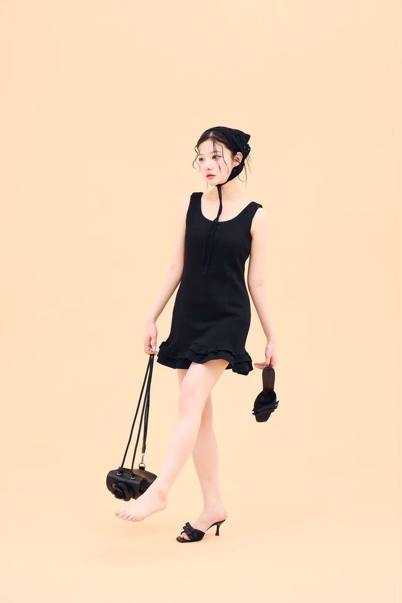 stretch ruffle dress