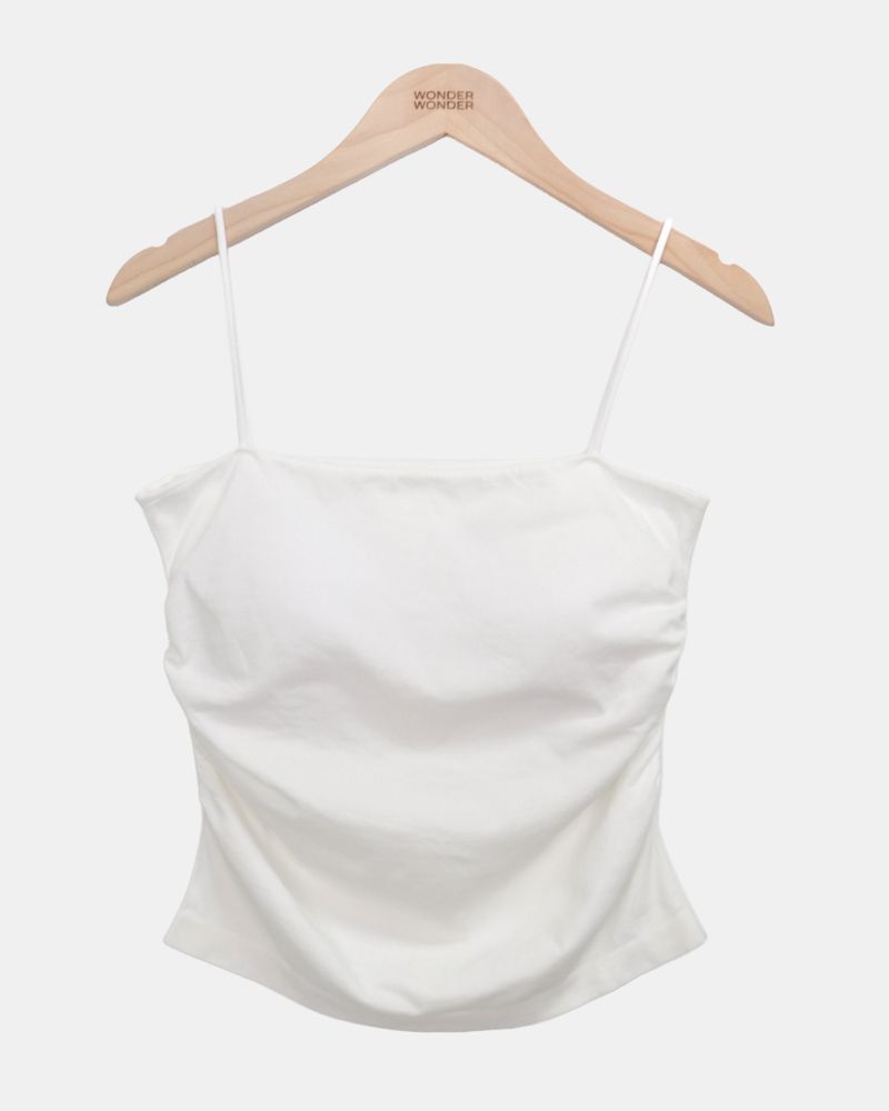 Coning Slim Side Shirring Built-in Cap Sleeveless Top