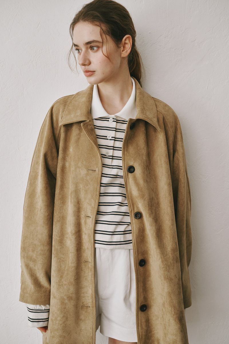 Suede half coat (Beige)