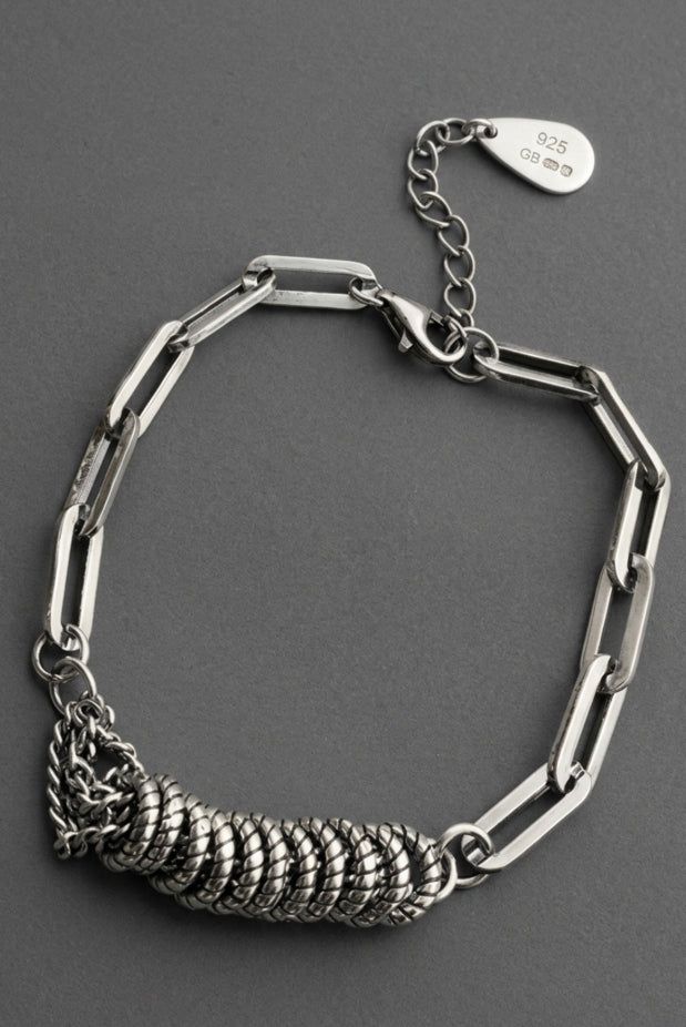 Chain layered silver bracelet