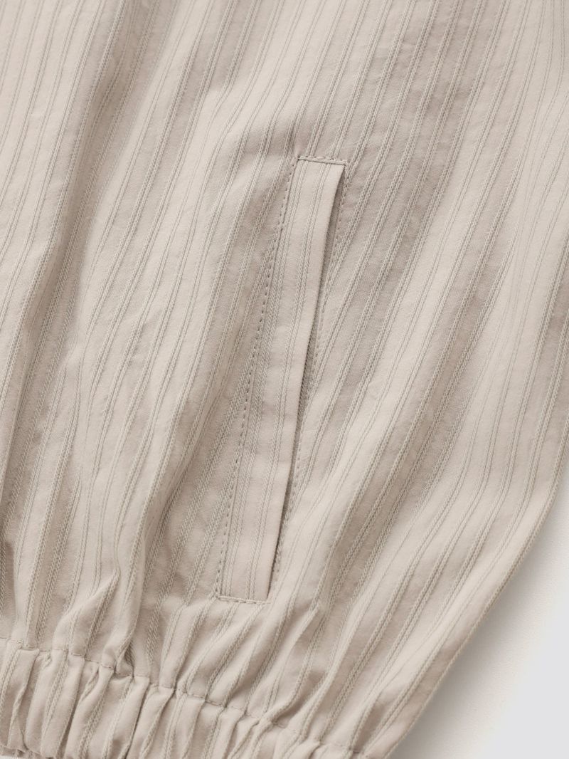 Shirring Zip-up Blouse Jumper_Beige