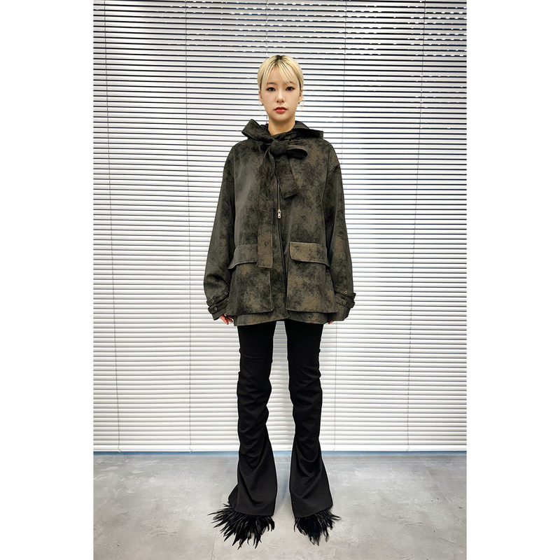 CLOUDY LEATHER HOOD JACKET
