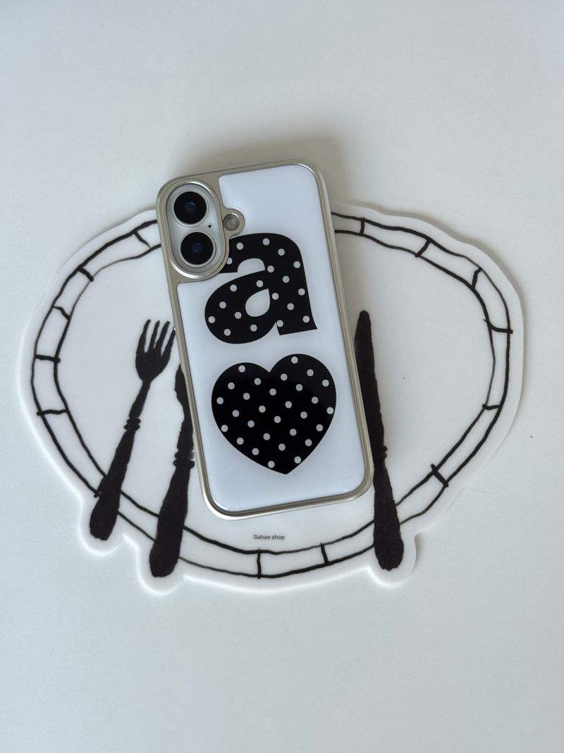 ABOE（アビオエ）の「BLACK DOTTY LOVE WHITE Silver Epoxy Case（Smartphone Accessories）」