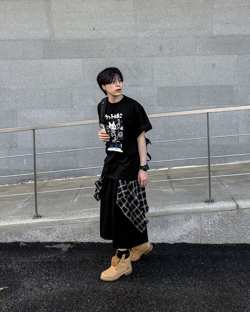 Lever Check Layered Bermuda Pants