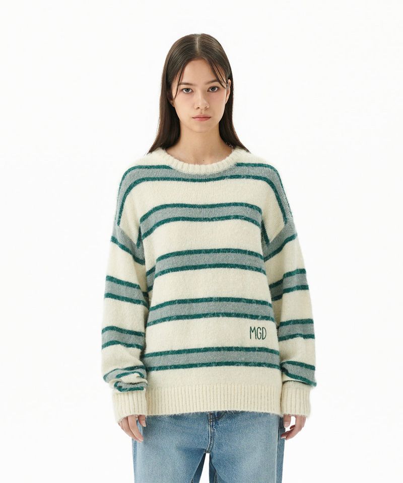 HAIRY STRIPE KNIT SWEATER