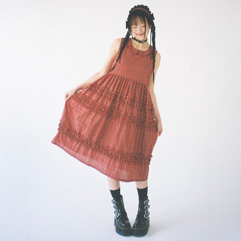 CLUT STUDIO（クラットスタジオ）の「Tartan Frill Dress - Red（Dresses）」