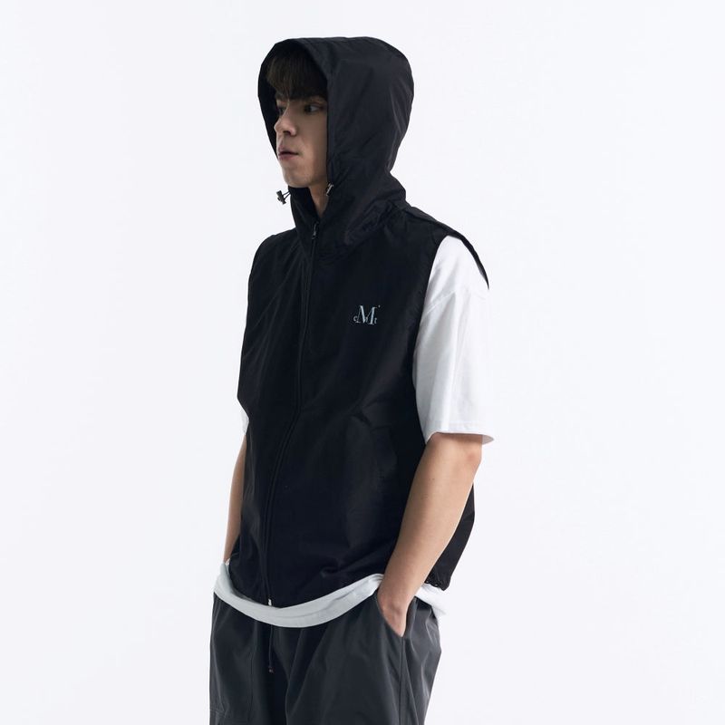 THIN NYLON HOOD VEST (2color)