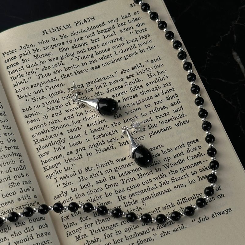 [925silver] Silver&onyx necklace