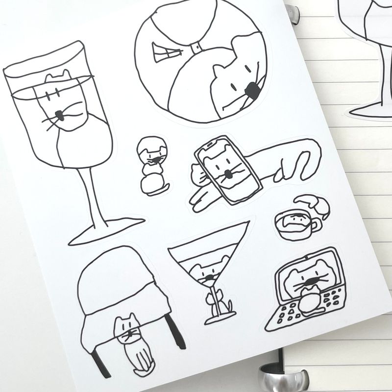 Diverse cat seal stickers (2 set)