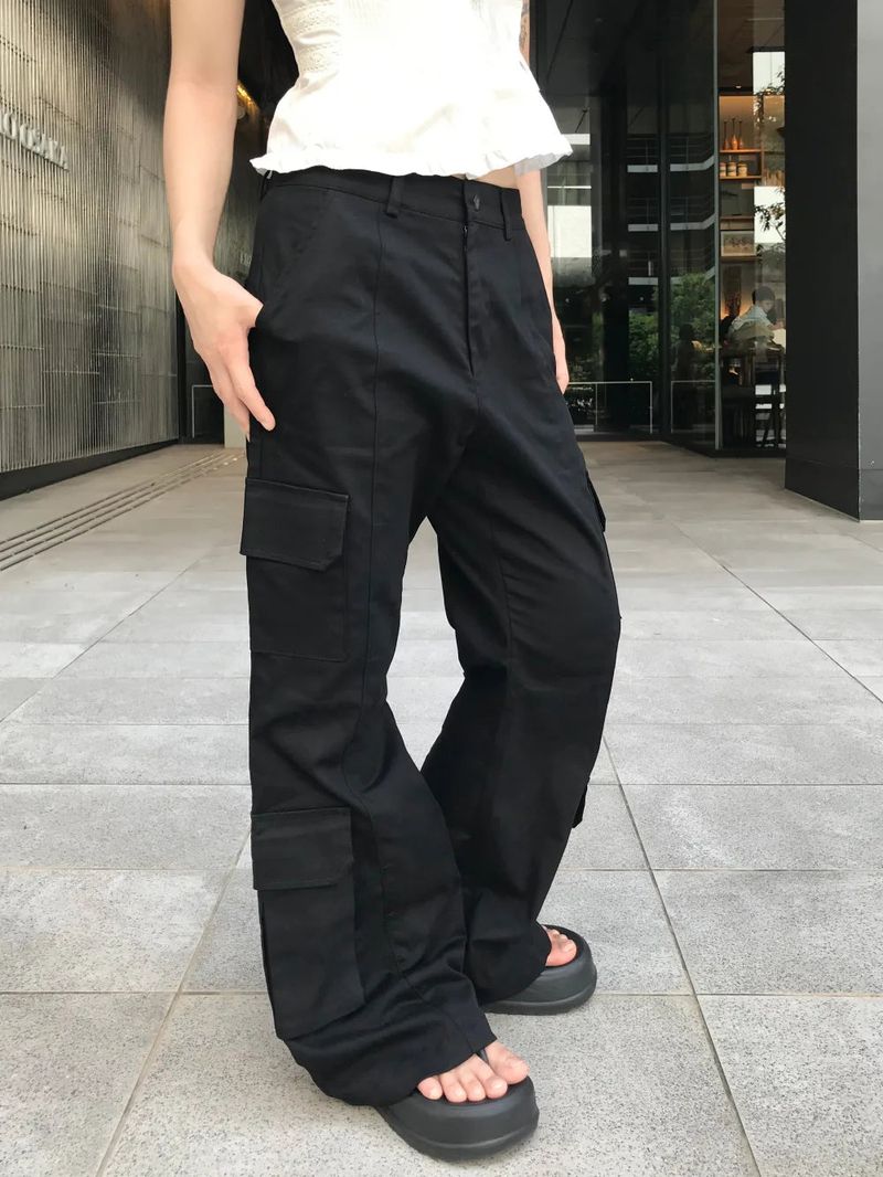 Mabel Utility Cargo Semi Wide Long Bootcut Pants 