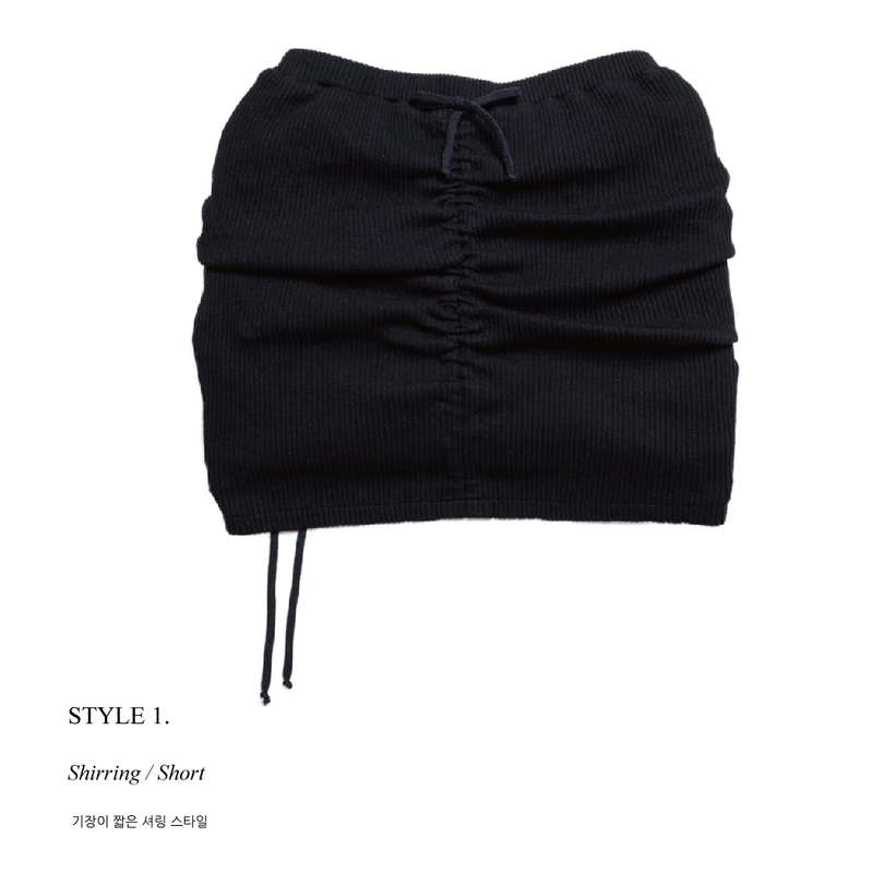 SHIRRING STRING SKIRT BLACK