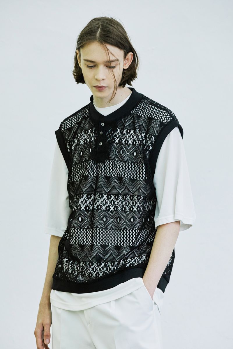 crochet rip vest black