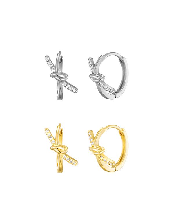 ribbon knot one-touch earring