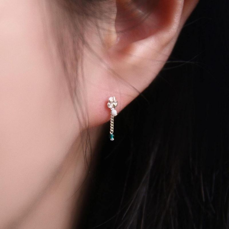 [CCNMADE] Plumeria Silverchain Earring (9color)