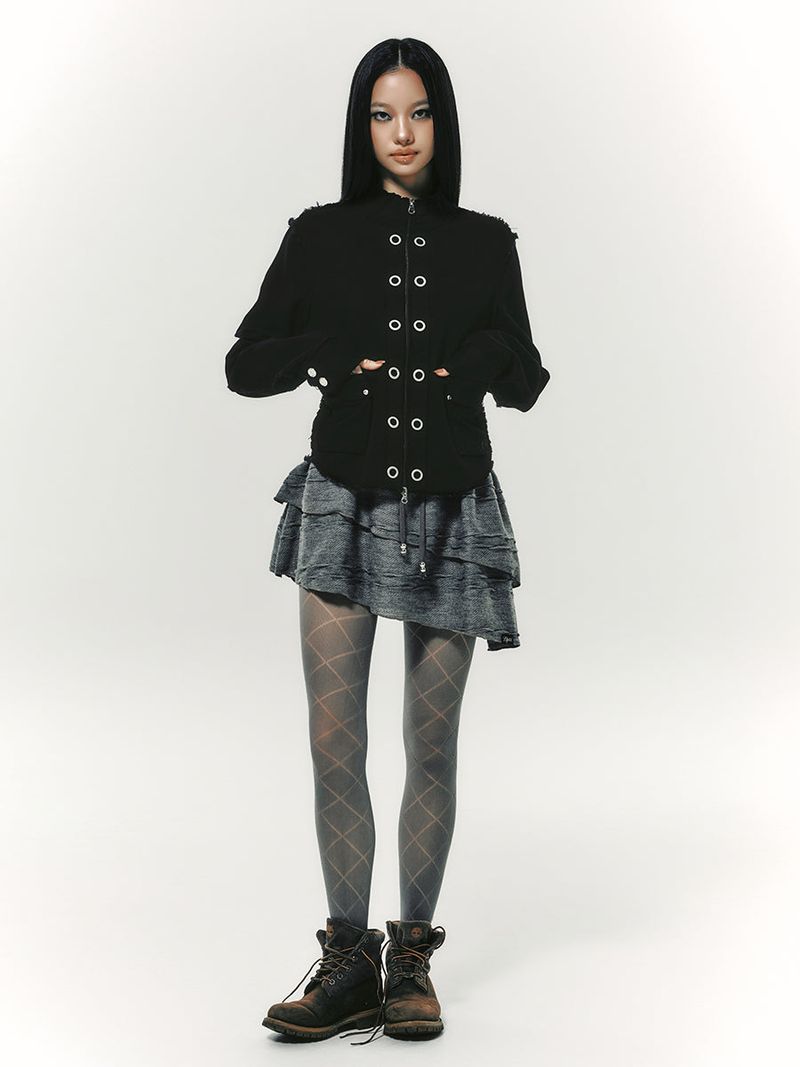 TWIST FRILL SKIRT GREY