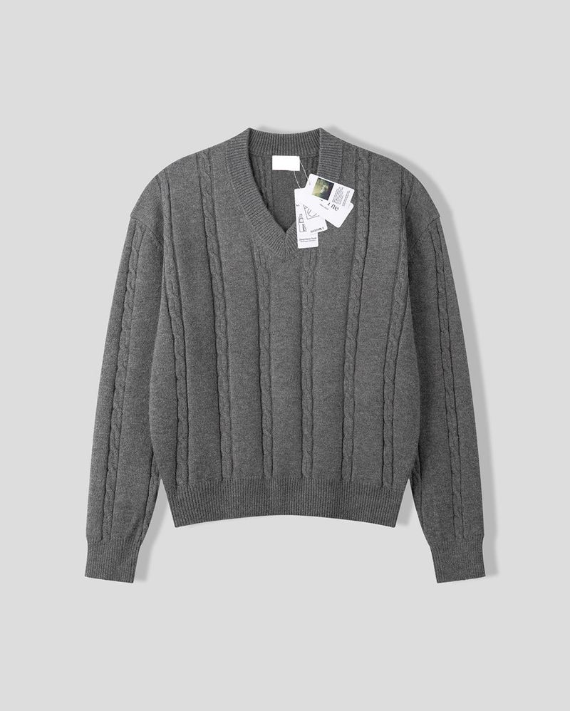 Melter Semi-Cropped Cable V-Neck Knit